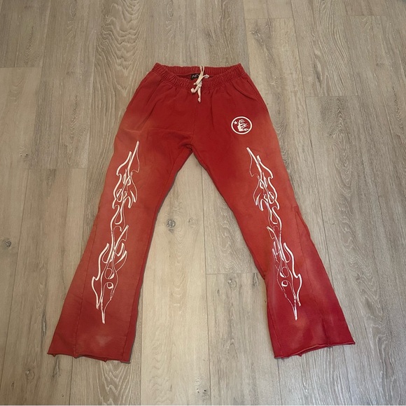 HELSTAR Red Pants with White Flame Design - Picture 1 of 2